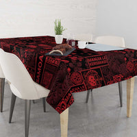 Dark Samoa Manuia Le Kerisimasi Tablecloth Pacific Patchwork Xmas Vibes - Polynesian Pride