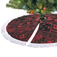 Dark Samoa Manuia Le Kerisimasi Tree Skirt Pacific Patchwork Xmas Vibes - Polynesian Pride