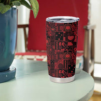 Dark Samoa Manuia Le Kerisimasi Tumbler Cup Pacific Patchwork Xmas Vibes - Polynesian Pride