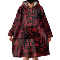 Dark Samoa Manuia Le Kerisimasi Wearable Blanket Hoodie Pacific Patchwork Xmas Vibes - Polynesian Pride
