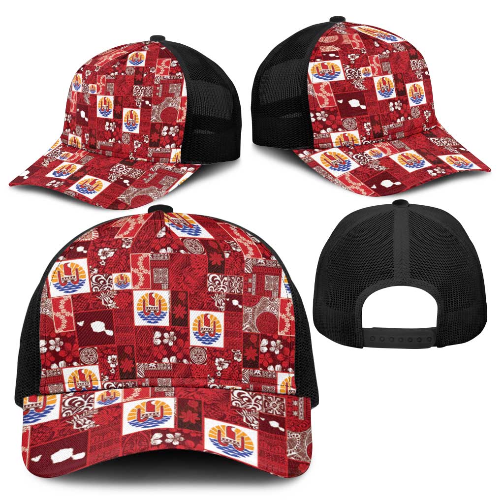 Tahiti Oaoa I Teie Noera Baseball Net Cap Pacific Patchwork Xmas Vibes - Polynesian Pride