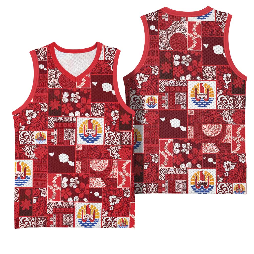 Tahiti Oaoa I Teie Noera Basketball Jersey Pacific Patchwork Xmas Vibes - Polynesian Pride