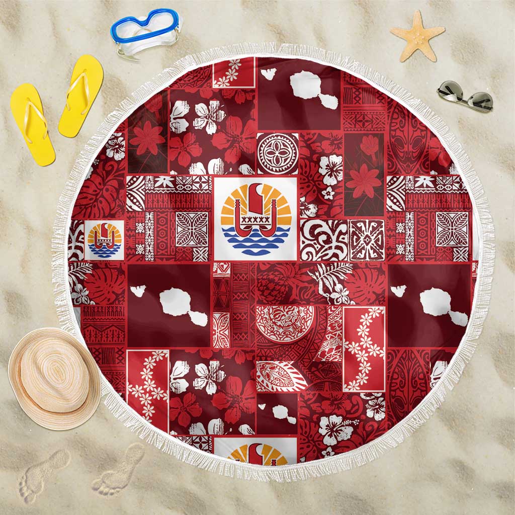 Tahiti Oaoa I Teie Noera Beach Blanket Pacific Patchwork Xmas Vibes - Polynesian Pride