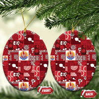 Tahiti Oaoa I Teie Noera Ceramic Ornament Pacific Patchwork Xmas Vibes - Polynesian Pride