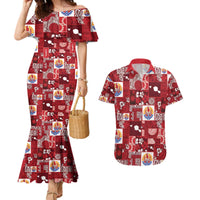 Tahiti Oaoa I Teie Noera Couples Matching Mermaid Dress and Hawaiian Shirt Pacific Patchwork Xmas Vibes - Polynesian Pride
