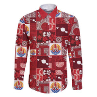 Tahiti Oaoa I Teie Noera Family Matching Off Shoulder Short Dress and Hawaiian Shirt Pacific Patchwork Xmas Vibes - Polynesian Pride