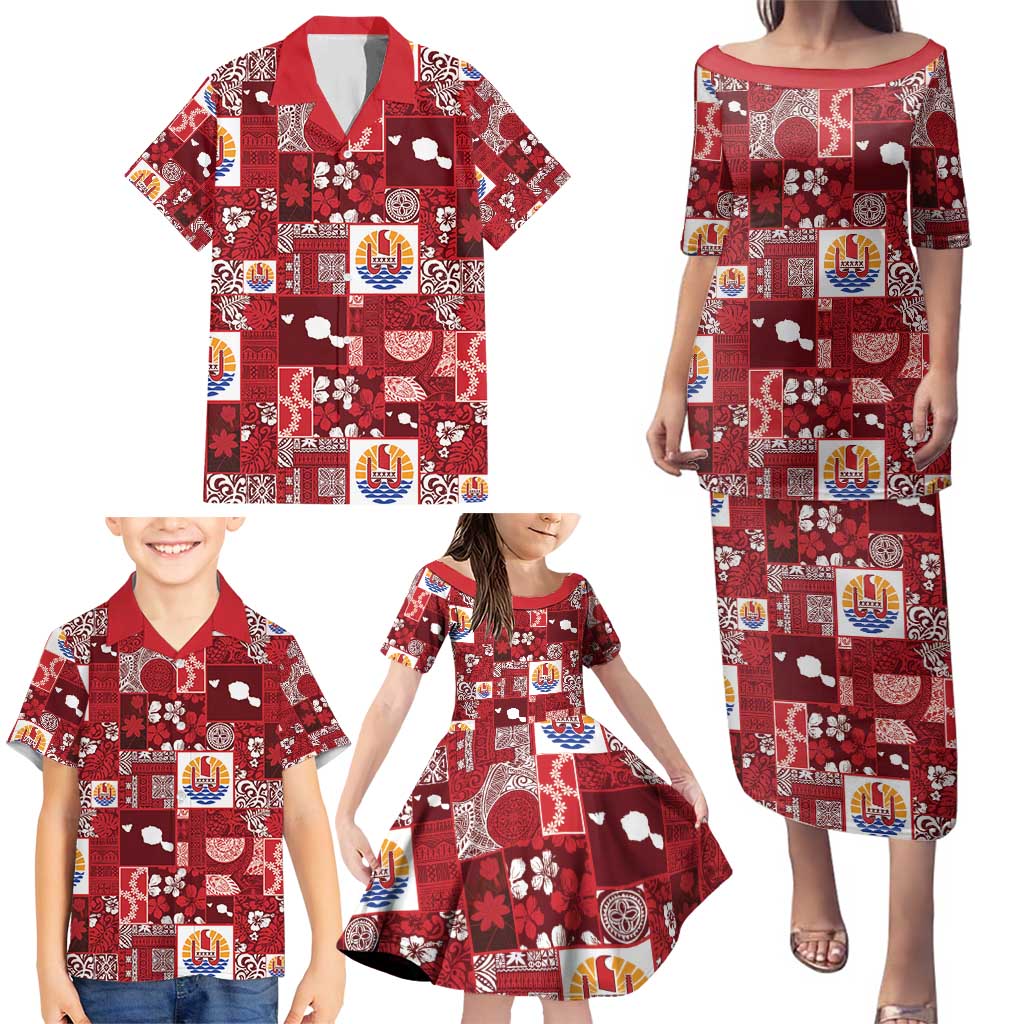 Tahiti Oaoa I Teie Noera Family Matching Puletasi and Hawaiian Shirt Pacific Patchwork Xmas Vibes - Polynesian Pride