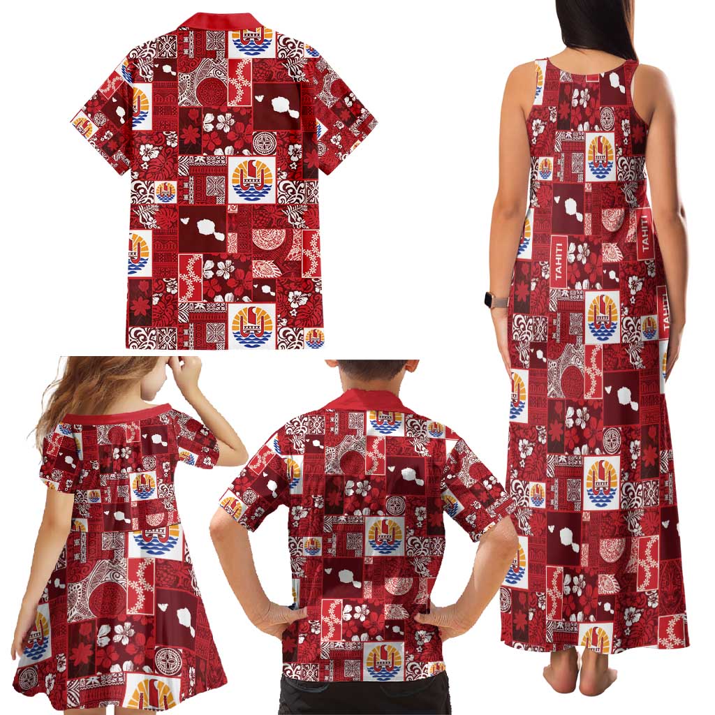 Tahiti Oaoa I Teie Noera Family Matching Tank Maxi Dress and Hawaiian Shirt Pacific Patchwork Xmas Vibes - Polynesian Pride