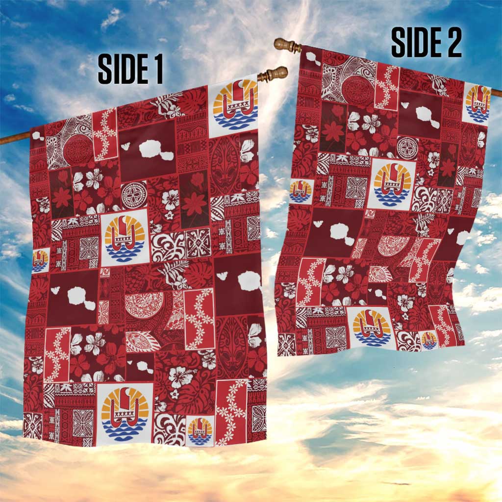 Tahiti Oaoa I Teie Noera Garden Flag Pacific Patchwork Xmas Vibes - Polynesian Pride