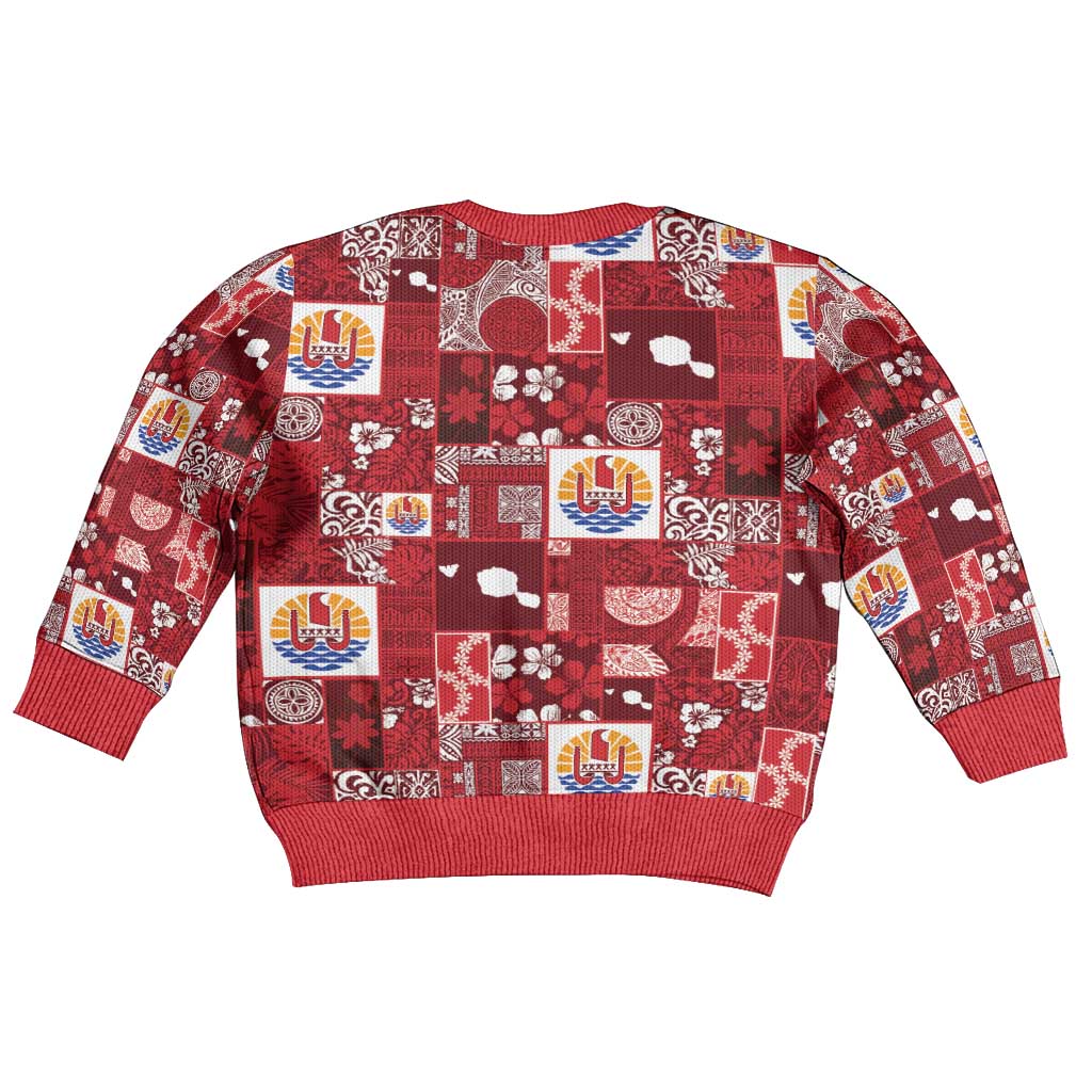 Tahiti Oaoa I Teie Noera Kid Ugly Christmas Sweater Pacific Patchwork Xmas Vibes - Polynesian Pride