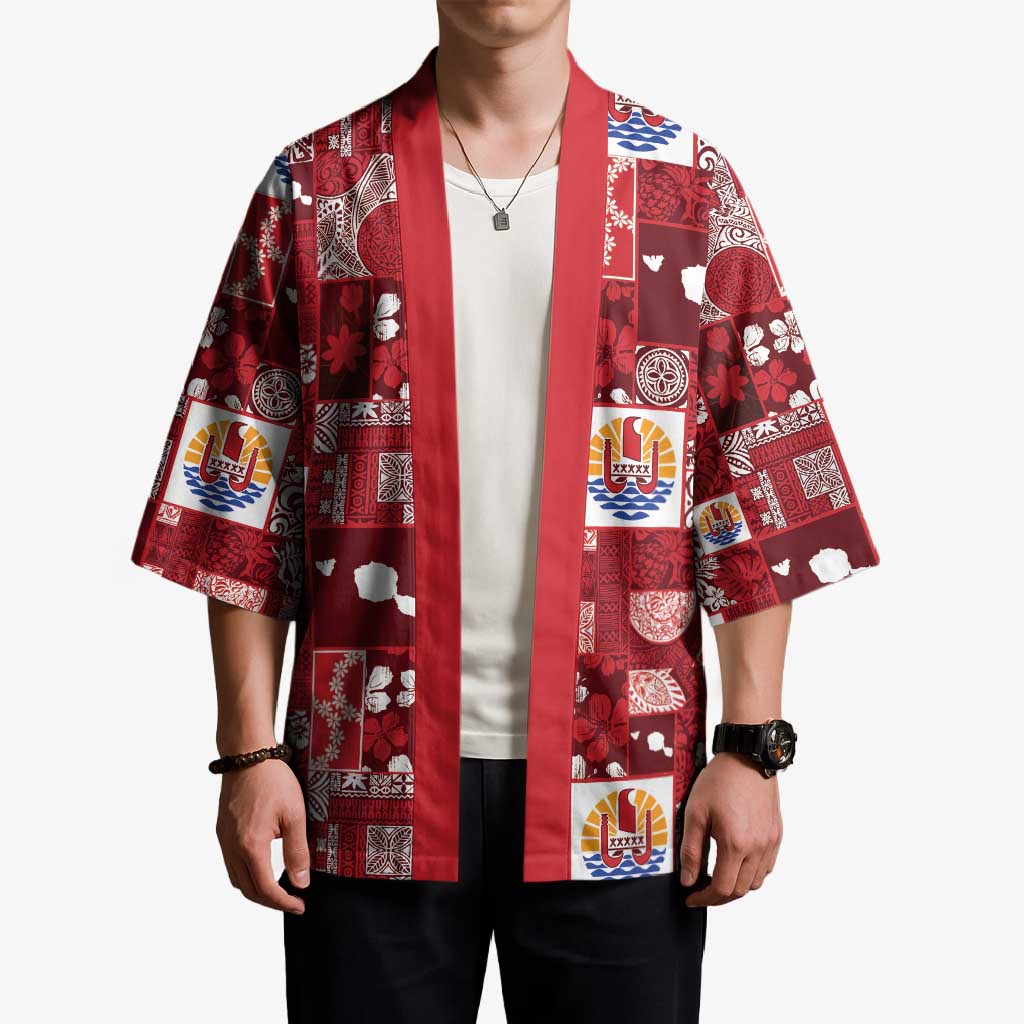 Tahiti Oaoa I Teie Noera Kimono Pacific Patchwork Xmas Vibes - Polynesian Pride