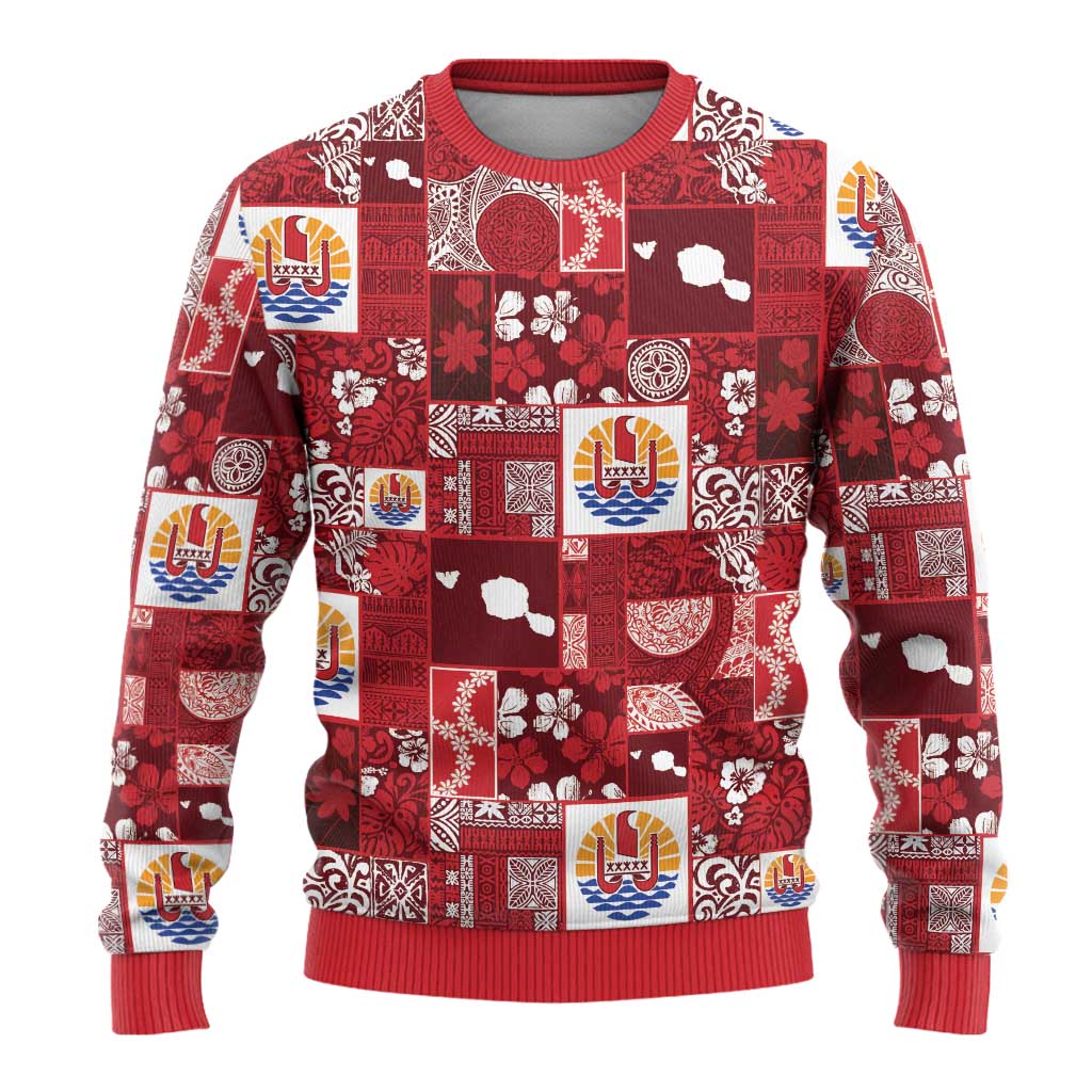 Tahiti Oaoa I Teie Noera Ugly Christmas Sweater Pacific Patchwork Xmas Vibes - Polynesian Pride