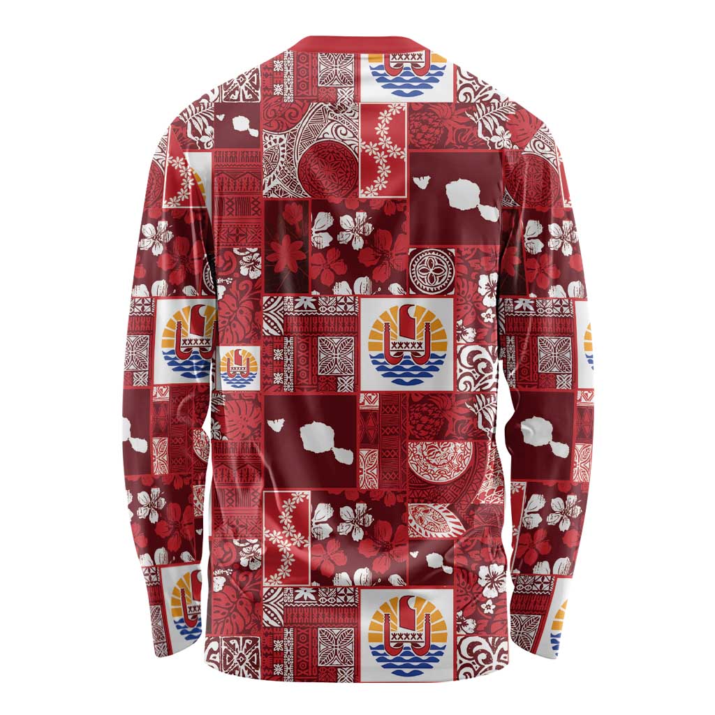 Tahiti Oaoa I Teie Noera Long Sleeve Shirt Pacific Patchwork Xmas Vibes - Polynesian Pride