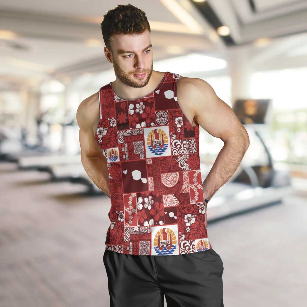 Tahiti Oaoa I Teie Noera Men Tank Top Pacific Patchwork Xmas Vibes - Polynesian Pride