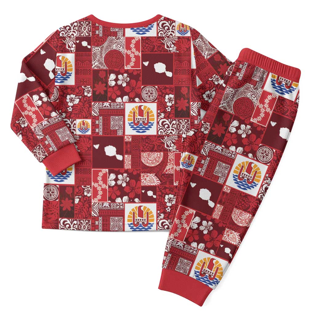 Tahiti Oaoa I Teie Noera Christmas Pajama Set Pacific Patchwork Xmas Vibes - Polynesian Pride