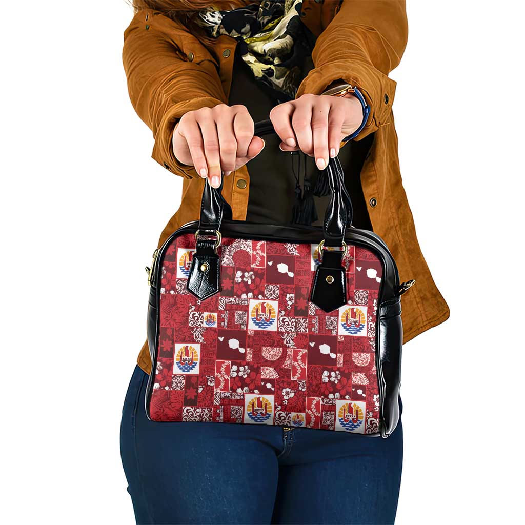 Tahiti Oaoa I Teie Noera Shoulder Handbag Pacific Patchwork Xmas Vibes - Polynesian Pride