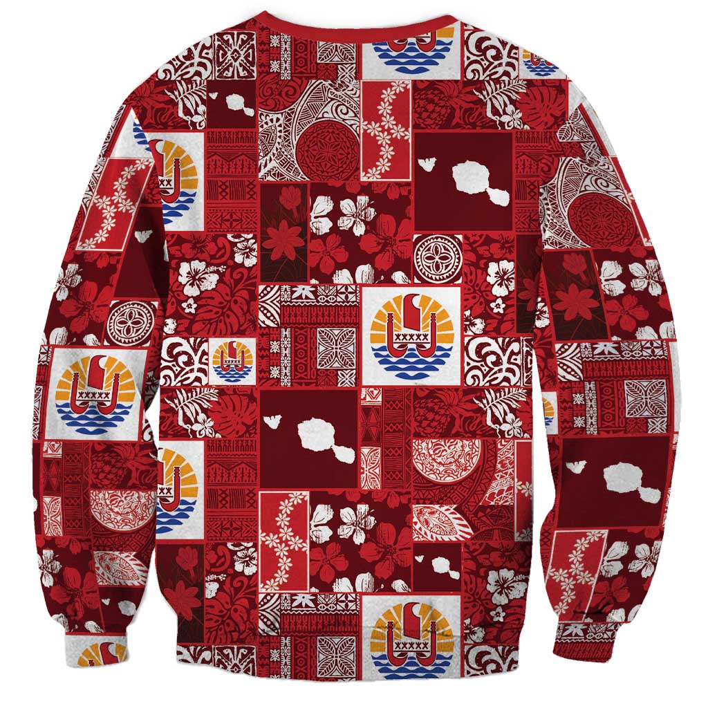 Tahiti Oaoa I Teie Noera Sweatshirt Pacific Patchwork Xmas Vibes - Polynesian Pride