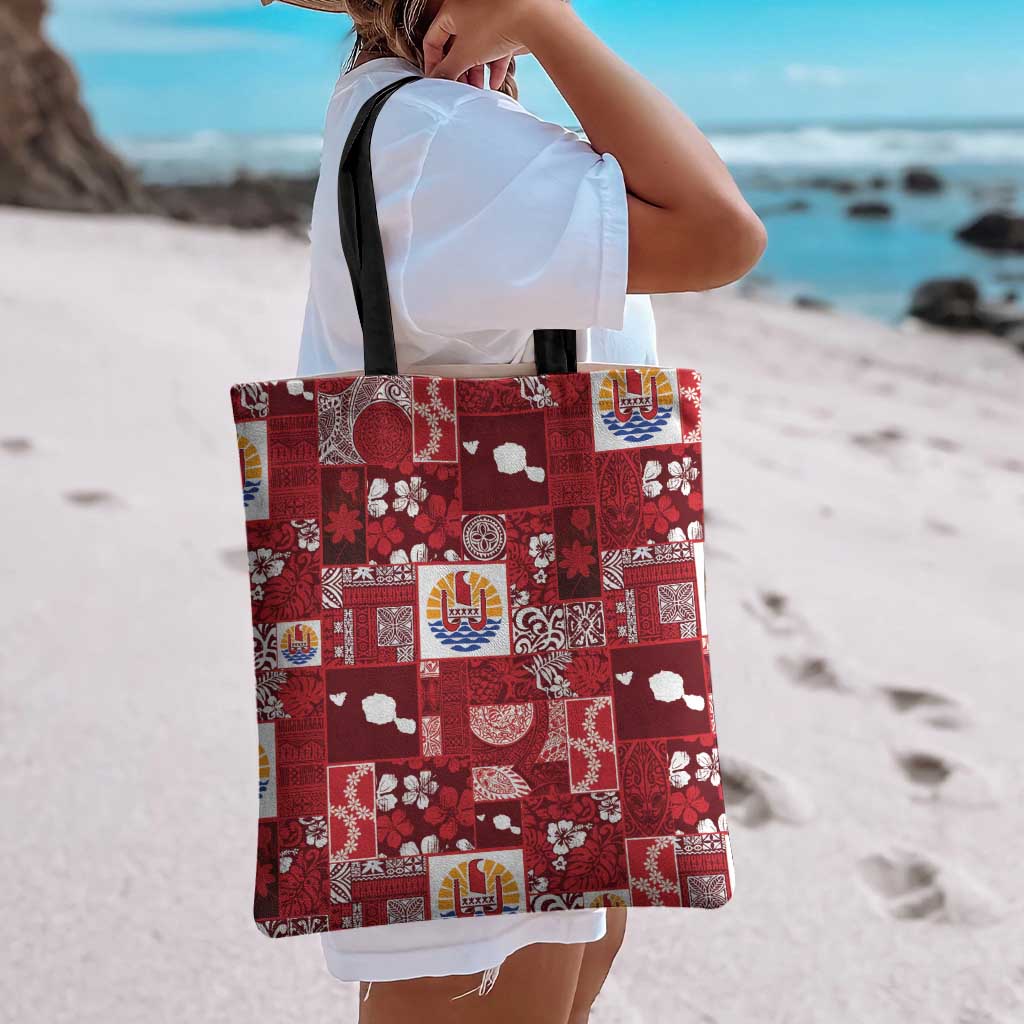 Tahiti Oaoa I Teie Noera Tote Bag Pacific Patchwork Xmas Vibes - Polynesian Pride