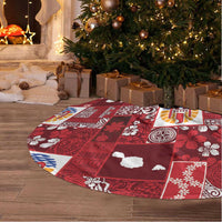 Tahiti Oaoa I Teie Noera Tree Skirt Pacific Patchwork Xmas Vibes - Polynesian Pride