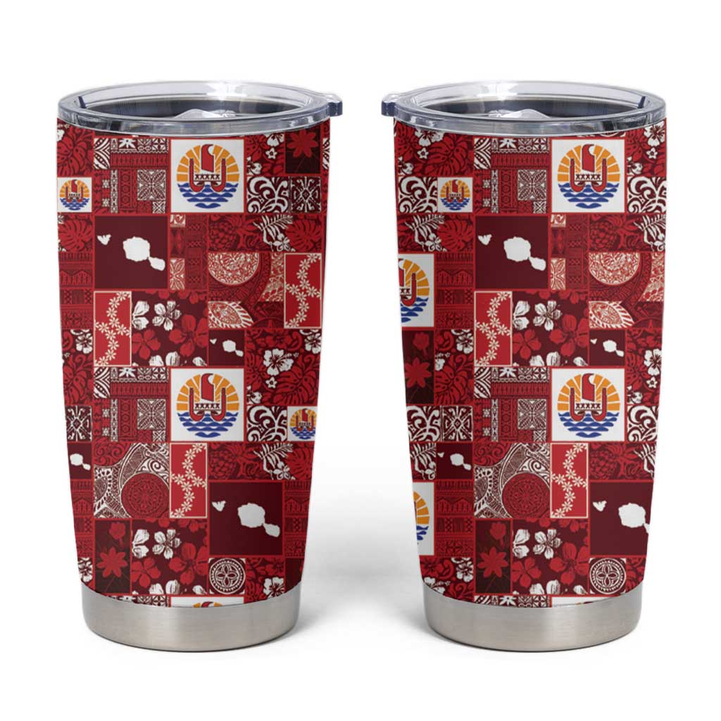 Tahiti Oaoa I Teie Noera Tumbler Cup Pacific Patchwork Xmas Vibes - Polynesian Pride