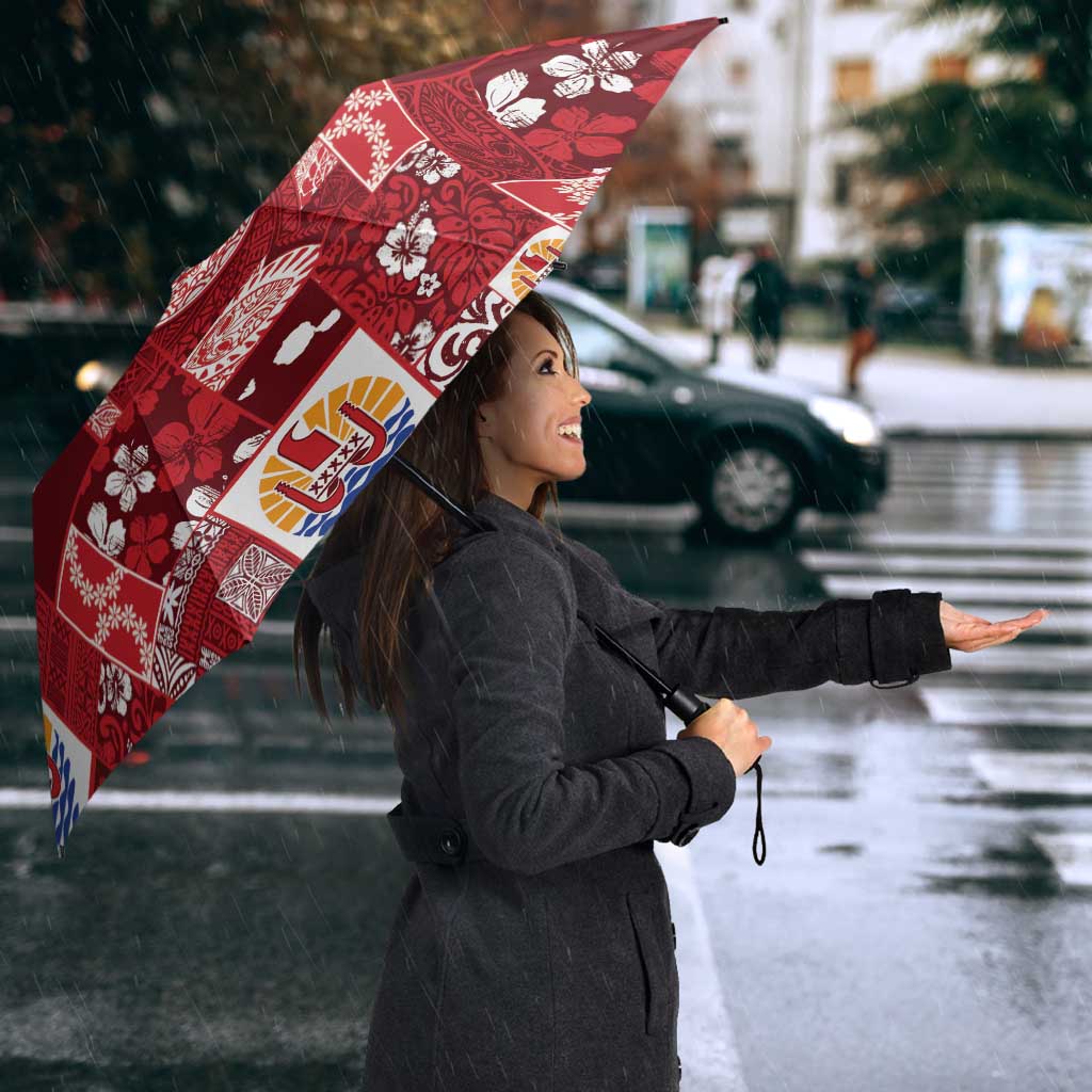 Tahiti Oaoa I Teie Noera Umbrella Pacific Patchwork Xmas Vibes - Polynesian Pride