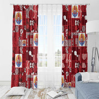 Tahiti Oaoa I Teie Noera Window Curtain Pacific Patchwork Xmas Vibes - Polynesian Pride