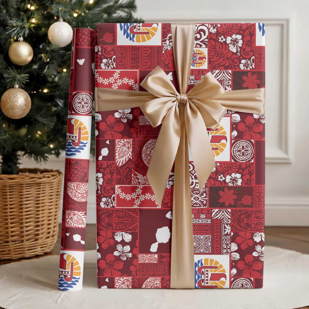 Tahiti Oaoa I Teie Noera Wrapping Paper Pacific Patchwork Xmas Vibes - Polynesian Pride