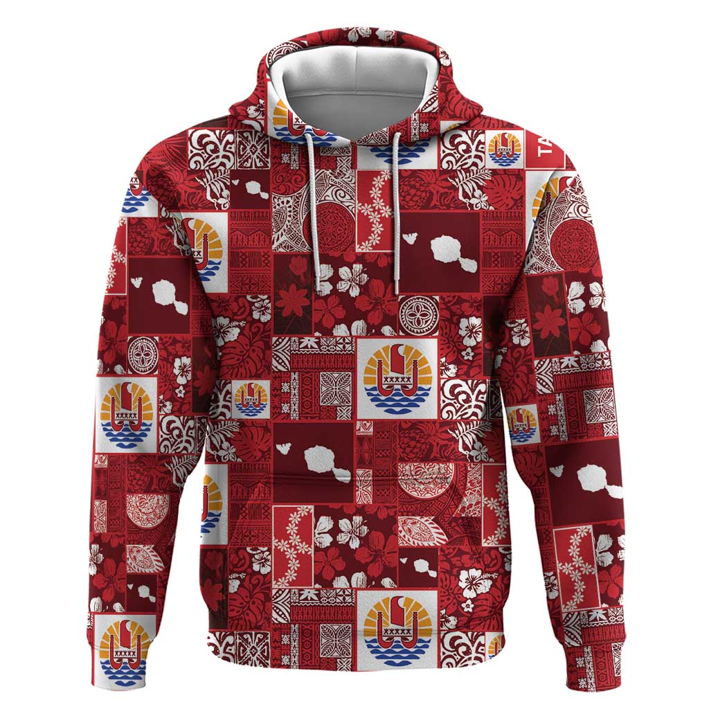 Tahiti Oaoa I Teie Noera Zip Hoodie Pacific Patchwork Xmas Vibes - Polynesian Pride