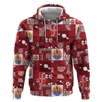 Tahiti Oaoa I Teie Noera Zip Hoodie Pacific Patchwork Xmas Vibes - Polynesian Pride