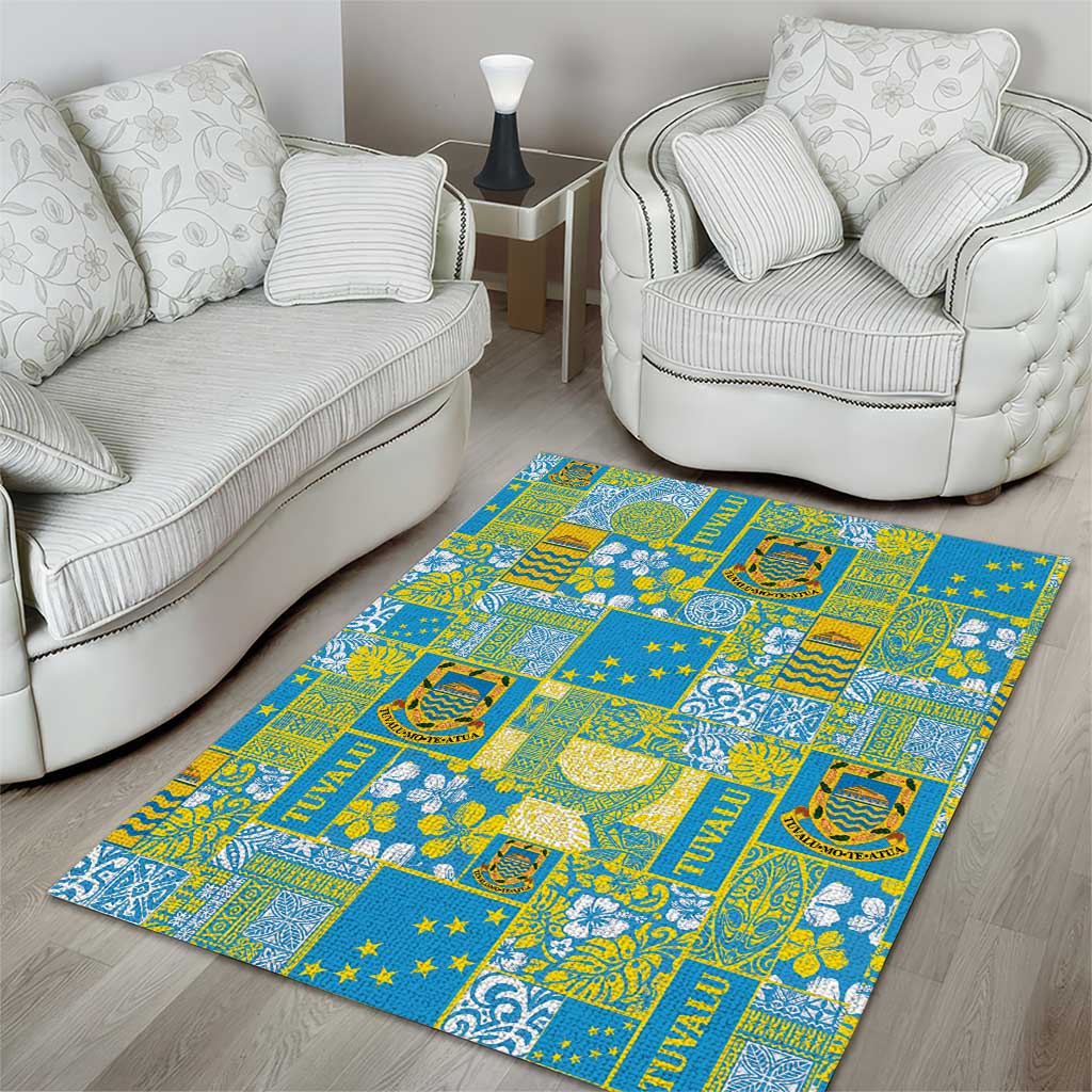 Tuvalu Manuia te Kilisimasi Area Rug Pacific Patchwork Xmas Vibes - Polynesian Pride