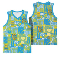 Tuvalu Manuia te Kilisimasi Basketball Jersey Pacific Patchwork Xmas Vibes - Polynesian Pride
