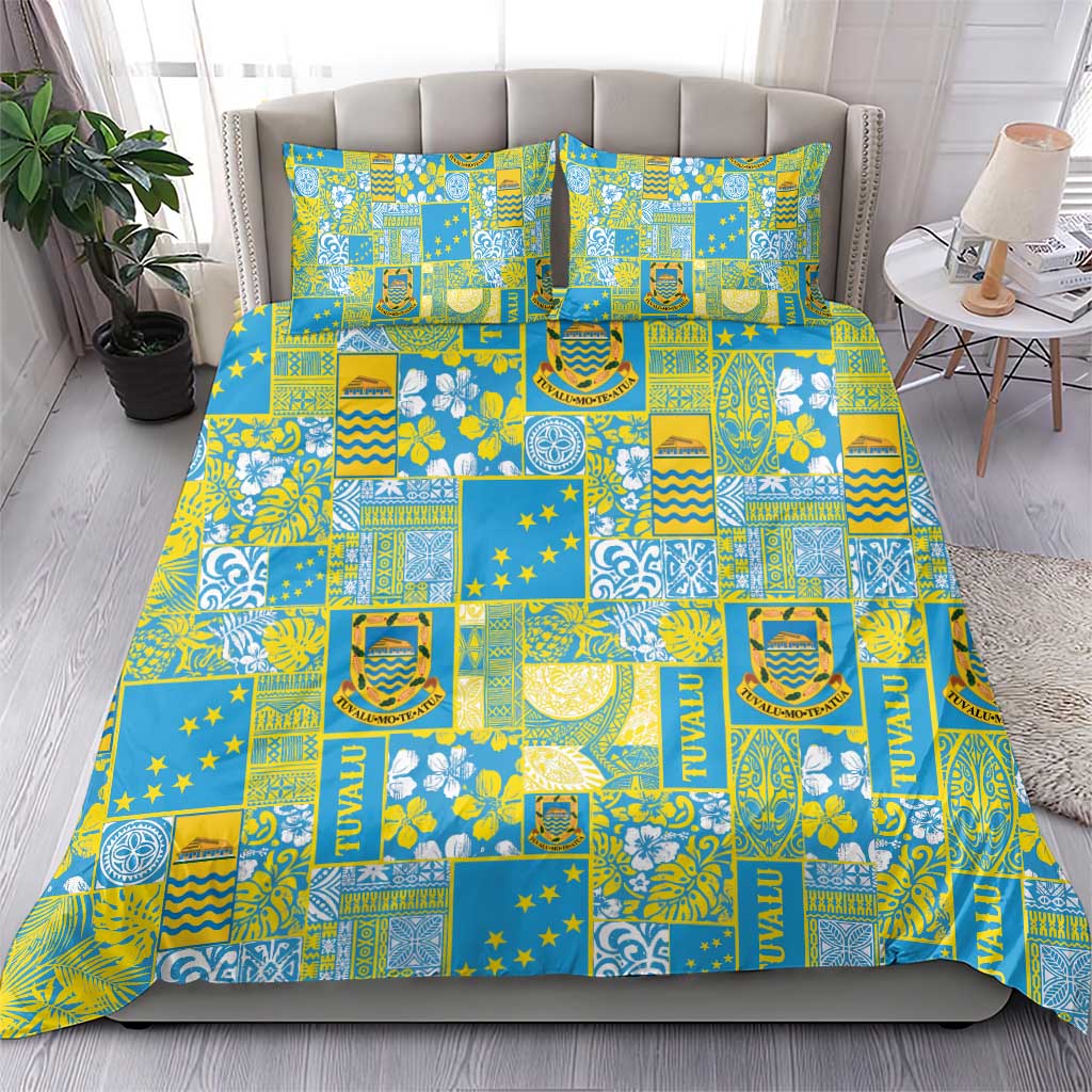 Tuvalu Manuia te Kilisimasi Bedding Set Pacific Patchwork Xmas Vibes - Polynesian Pride