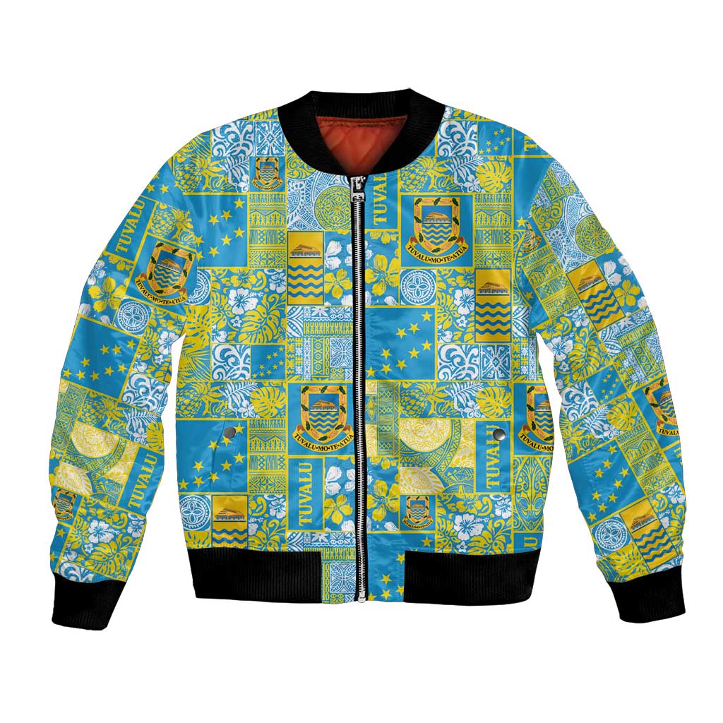 Tuvalu Manuia te Kilisimasi Bomber Jacket Pacific Patchwork Xmas Vibes - Polynesian Pride