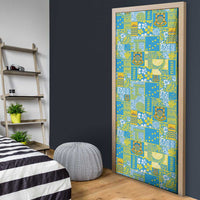 Tuvalu Manuia te Kilisimasi Door Cover Pacific Patchwork Xmas Vibes - Polynesian Pride
