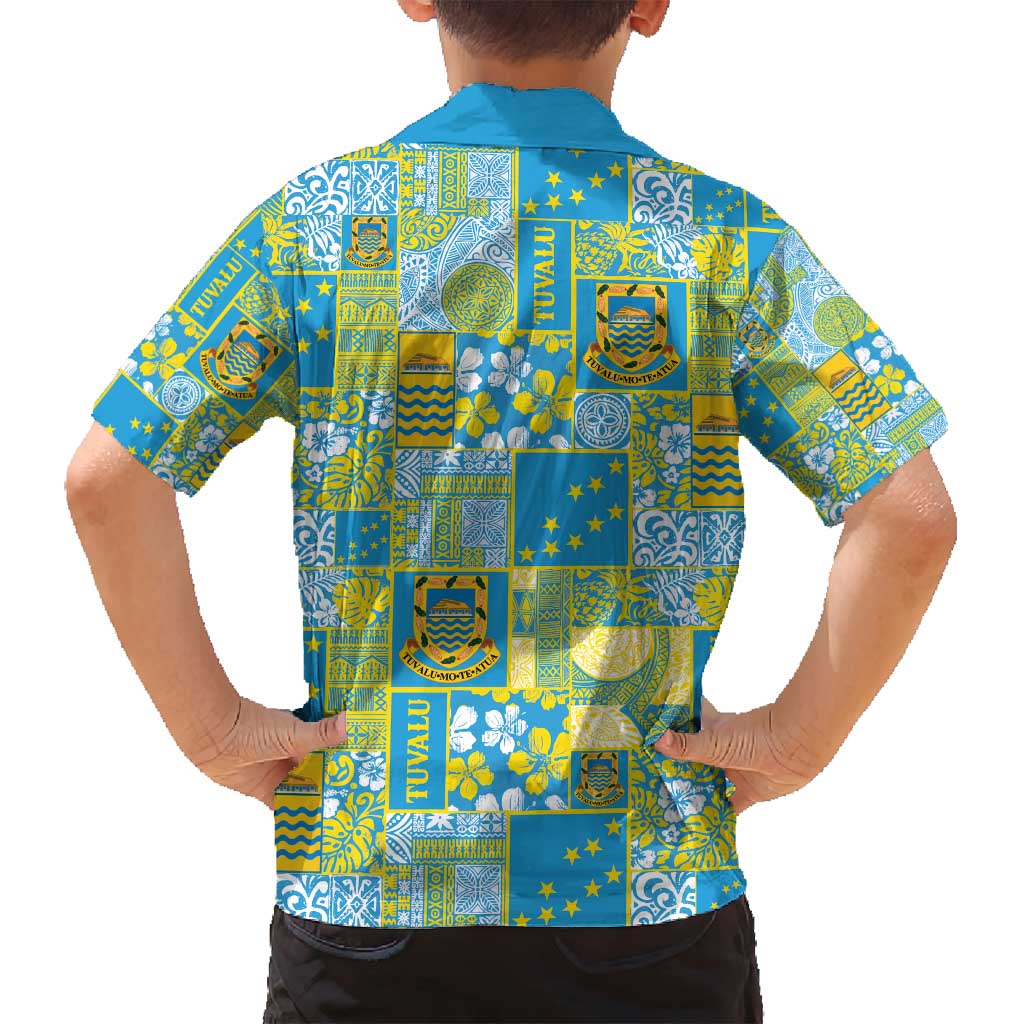 Tuvalu Manuia te Kilisimasi Family Matching Off Shoulder Short Dress and Hawaiian Shirt Pacific Patchwork Xmas Vibes - Polynesian Pride