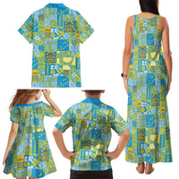 Tuvalu Manuia te Kilisimasi Family Matching Tank Maxi Dress and Hawaiian Shirt Pacific Patchwork Xmas Vibes - Polynesian Pride