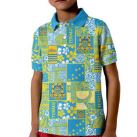 Tuvalu Manuia te Kilisimasi Kid Polo Shirt Pacific Patchwork Xmas Vibes - Polynesian Pride