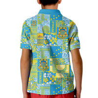 Tuvalu Manuia te Kilisimasi Kid Polo Shirt Pacific Patchwork Xmas Vibes - Polynesian Pride