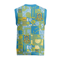 Tuvalu Manuia te Kilisimasi Christmas Knitted V-Neck Vest Pacific Patchwork Xmas Vibes - Polynesian Pride
