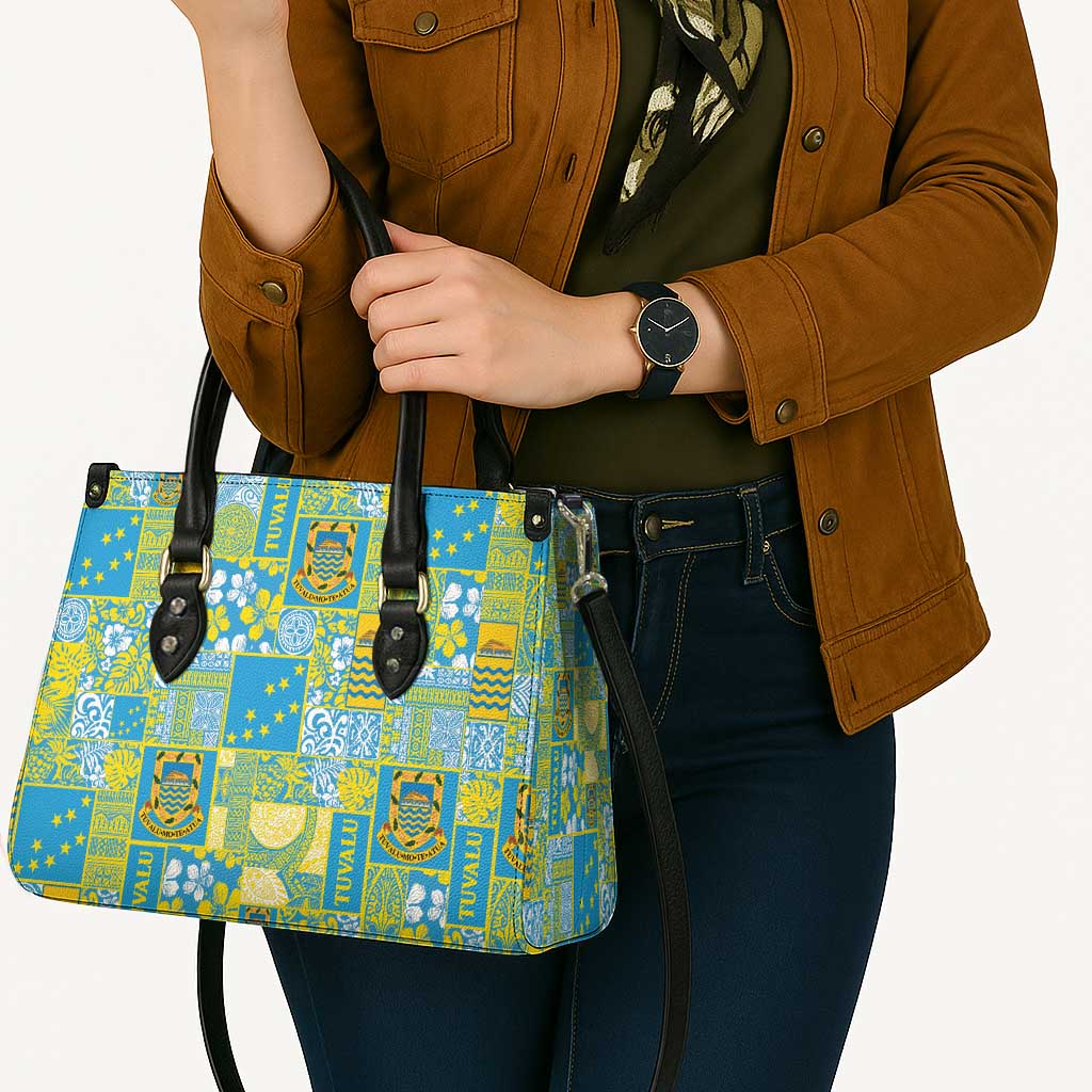 Tuvalu Manuia te Kilisimasi Leather Bag Pacific Patchwork Xmas Vibes - Polynesian Pride