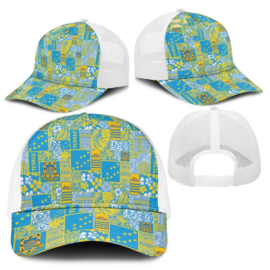 Tuvalu Manuia te Kilisimasi Mesh Trucker Cap Pacific Patchwork Xmas Vibes - Polynesian Pride