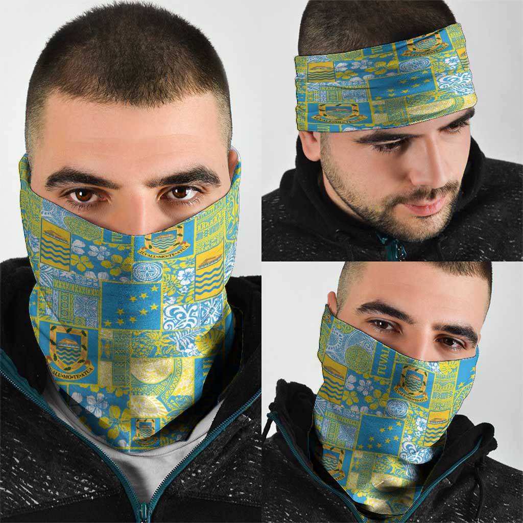 Tuvalu Manuia te Kilisimasi Neck Gaiter Pacific Patchwork Xmas Vibes - Polynesian Pride
