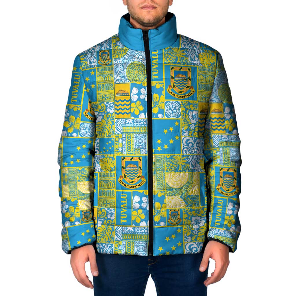 Tuvalu Manuia te Kilisimasi Padded Jacket Pacific Patchwork Xmas Vibes - Polynesian Pride