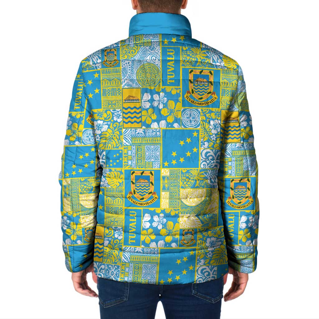 Tuvalu Manuia te Kilisimasi Padded Jacket Pacific Patchwork Xmas Vibes - Polynesian Pride