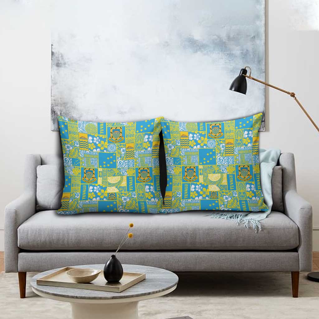 Tuvalu Manuia te Kilisimasi Pillow Cover Pacific Patchwork Xmas Vibes - Polynesian Pride
