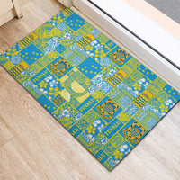Tuvalu Manuia te Kilisimasi Rubber Doormat Pacific Patchwork Xmas Vibes - Polynesian Pride