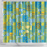 Tuvalu Manuia te Kilisimasi Shower Curtain Pacific Patchwork Xmas Vibes - Polynesian Pride