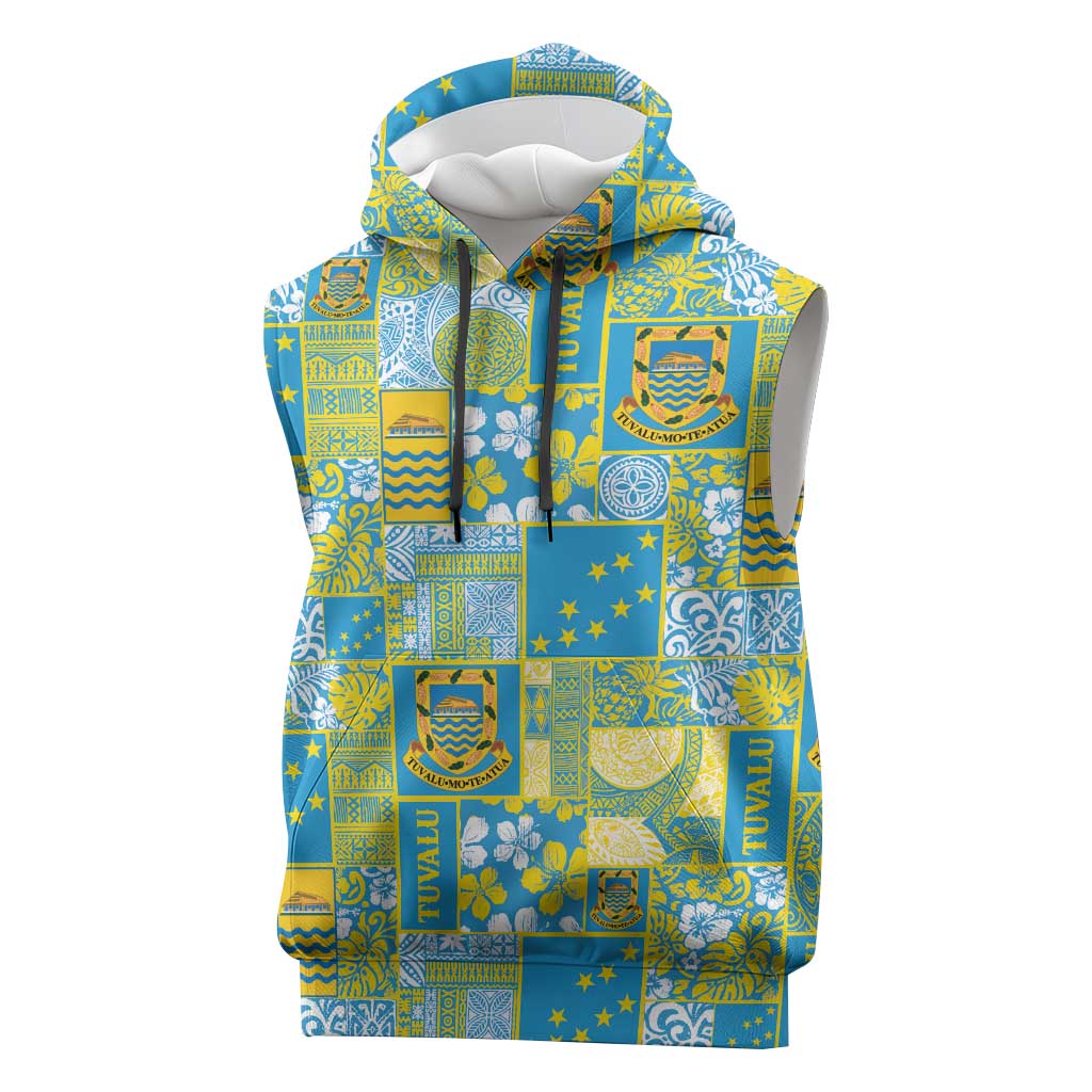 Tuvalu Manuia te Kilisimasi Sleeveless Hoodie Pacific Patchwork Xmas Vibes - Polynesian Pride