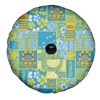 Tuvalu Manuia te Kilisimasi Spare Tire Cover Pacific Patchwork Xmas Vibes - Polynesian Pride