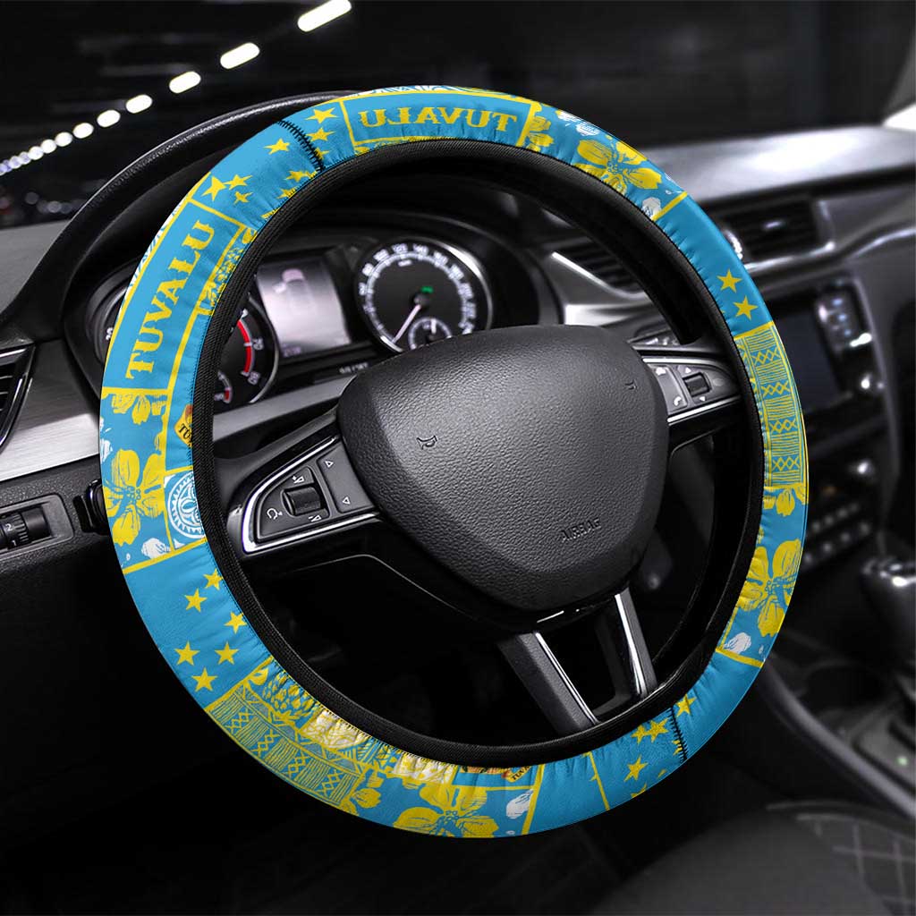 Tuvalu Manuia te Kilisimasi Steering Wheel Cover Pacific Patchwork Xmas Vibes - Polynesian Pride